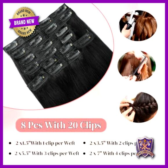 18 Inch Clip-In Human Hair Extensions 100g 8 Pieces Straight Remy Hair main image 4